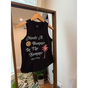 Pura Vida Graphic Tank‎ Top Never A Bummer Summer Sleeveless Black XS